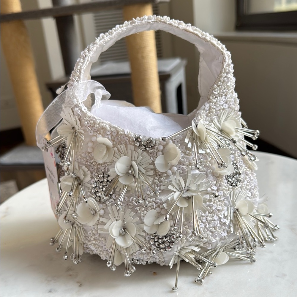 Viral- Beaded White Handbag -Embellished NEW